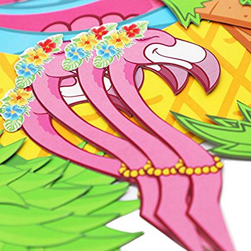 Ehdching Pack of 24 Flamingo Pineapple Palm Party Supplies Cupcakes Toppers Wrappers Food Picks Party Cocktail Tropical Cupcake Picks Decoration