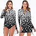 Leadmall Women’s Long Sleeve Swimsuit Set – Tankini Rash Guard UV Protection Swim Dress with Side Drawstring – 2PC Front Zipper Beachwearthumb 1