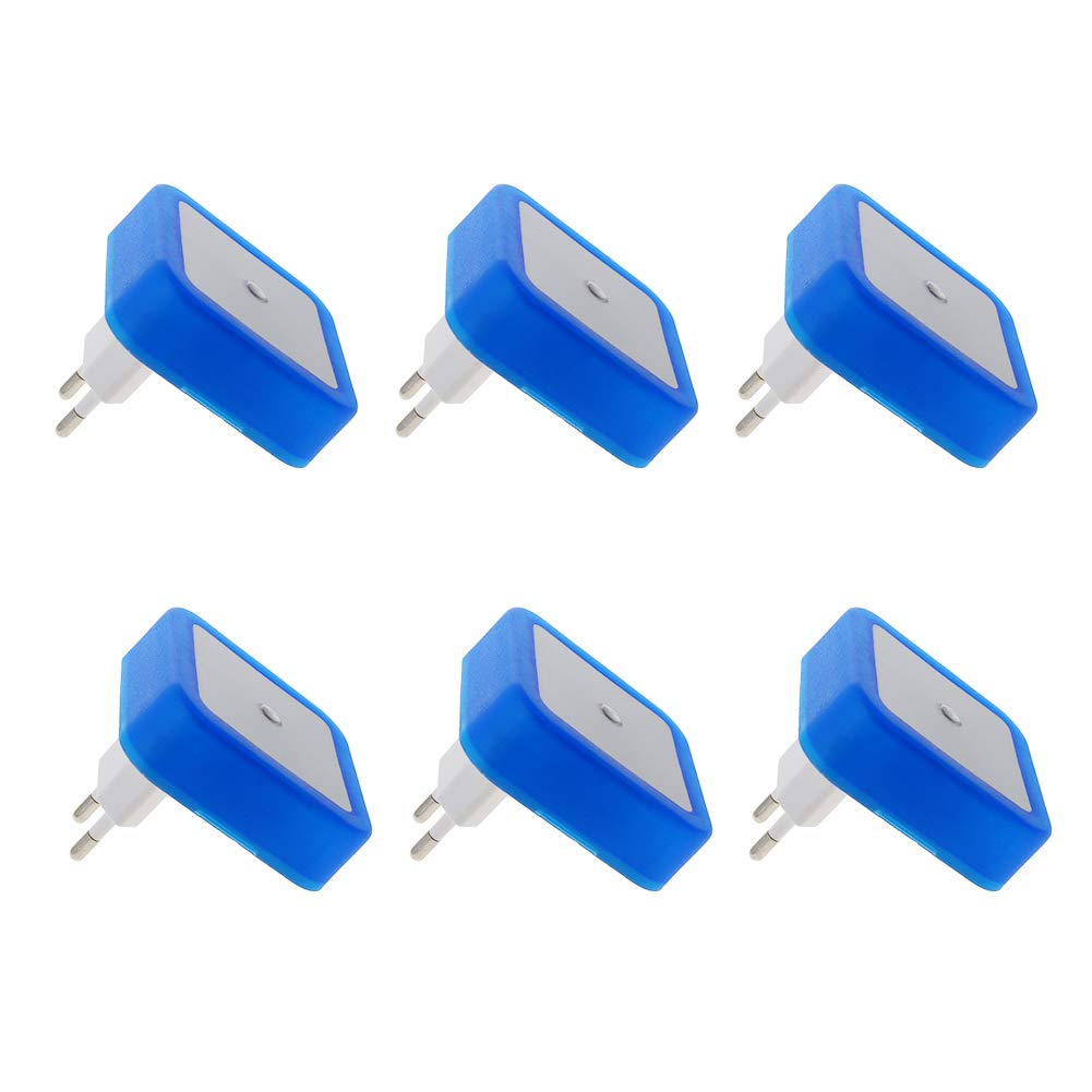 Othmro Plug-in Night Light for Shaver Socket, LED Bed Lights with Auto Dusk-to-Dawn Sensor for Bedroom Kitchen Hallway Blue 6Pcs