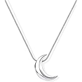 Zikichiky Dainty Silver Moon Necklace for Women-Tiny Crescent Moon Pendant Necklace Minimalist Celestial Silver Jewelry