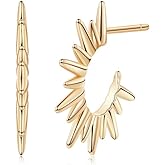 Memorjew Huggie Hoop Earrings for Women, 925 Sterling Silver-Plated Post Hypoallergenic Small Huggie Hoop Earring Cubic Zirconia Star Cross Spike Dangle Earrings for Women Jewelry Gifts