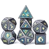 DNDND Metal Dice, 7 PCS Dragon Scale Metallic DND