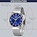 Ultra Thin Mens Watches, Fashion Waterproof Wrist Watch for Men, Analog Wristwatch with Silver Mesh Band (Blue)
