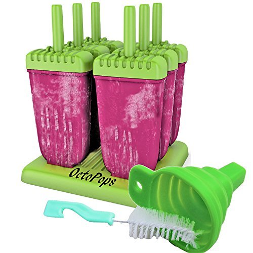 Popsicle Molds with Sticks Ice Pop Maker | 6 Pieces Tupperware Quality BPA Free Silicone with Funnel and Cleaning Brush | Clearance Sale by OctoPops