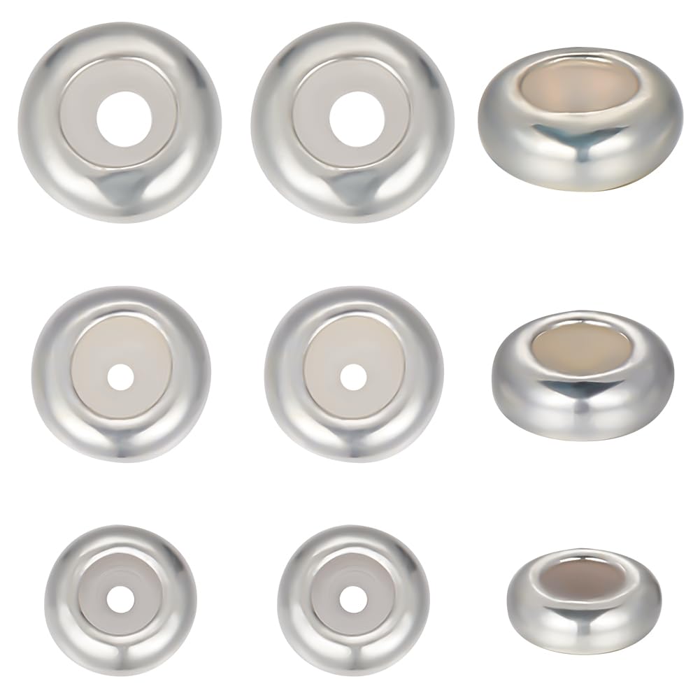 Beebeecraft 9Pcs Slider Beads 5/6/7mm Small 925 Sterling Silver Silicone Stopper Beads Adjustable Loose Beads for Jewellery Necklace Bracelet Making Accessories, Hole: 2~2.5mm