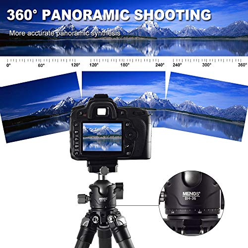 MENGS TS-223C Carbon Stativ Arca-Swiss kompatibel, Kompakt Leichtes Stativ inkl BH-36 Panorama Kugelkopf u Stativtasche – Bild 7