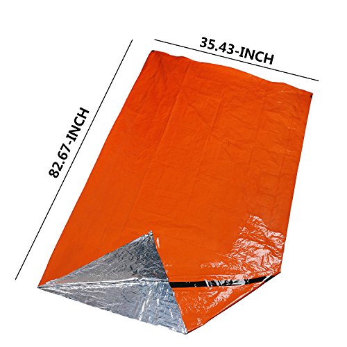 Emergency Survival Sleeping Bag Bivy Sack 2 Pack Waterproof Mylar Thermal Blanket up to 90% Heat Retention, Survival Gear for Outdoors Camping Backpacking First Aid - 84" x 36"