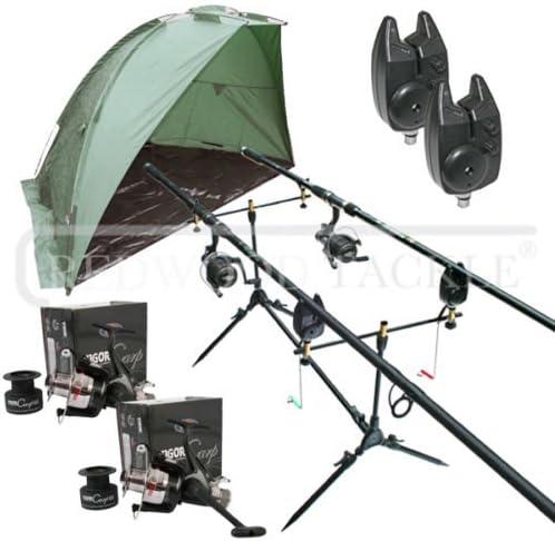 Carp Fishing Set & Bivvy/Shelter, Rods, Reels, Pod, Alarms, Carp Tackle