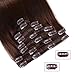 Real Clip in Hair Extensions Medium Brown 8 Pieces - Premium Womens Straight Double Weft Thick Remy Hair Extensions Clip in on Human Hair for Long Hair (16