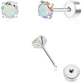 Toddler Earrings for Girls Push-in Titanium Hypoallergenic Threadless Flat Back Earrings for Women Sensitive Ears Cartilage Cute Small Pearl Star Flower Heart Pink Cubic Zirconia Studs