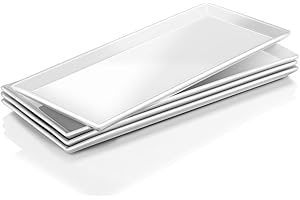 DOWAN Serving Platters -14.5 Inches Serving Plates, White Rectangle Platters Oven Safe Serving Dishes, Serving Platters and T