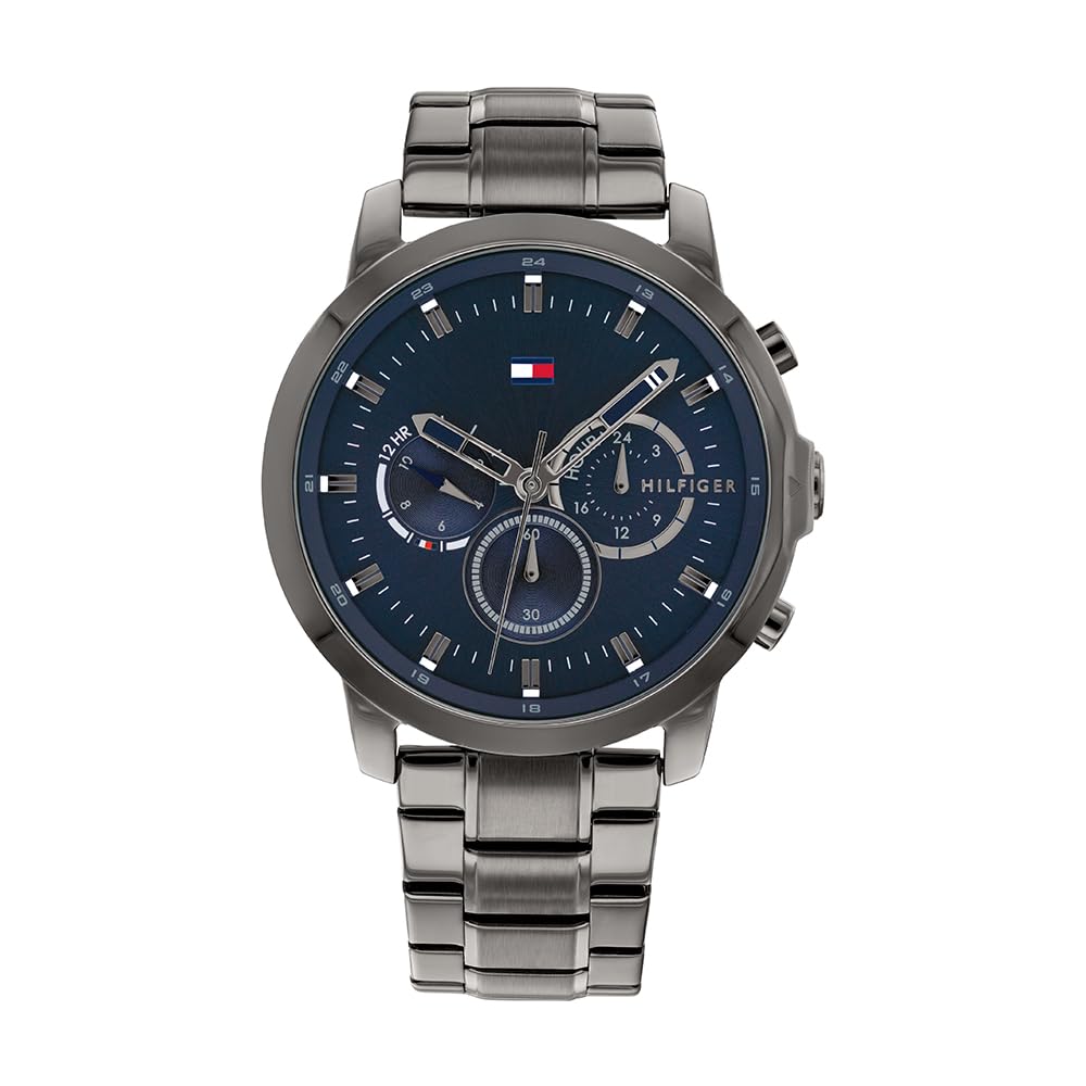 Tommy Hilfiger Analogue Multifunction Quartz Watch for Men with Gunmetal Stainless Steel Bracelet - 1791796