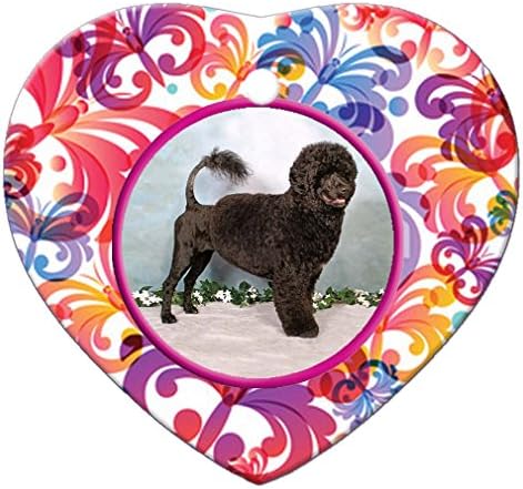 Portuguese Water Dog Porcelain Heart Ornament - Butterfly