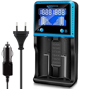Akku Ladegerät Universal, Keenstone LCD Smart Schnell Aufladen Batterie Ladegerät für NI-MH NI-CD AA AAA Li-Ion LiFePO4 IMR 10440 14500 16340 18650 RCR123 26650 Akkus, Vape Batterie Ladegerät