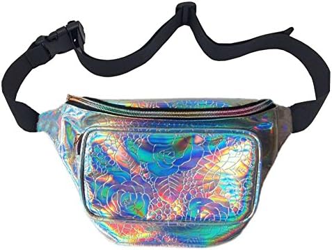 MSFS Women Holographic Bum Waist Bag Laser Funny Bag Waterproof Shiny Neon Pack for Travel Festival Beach