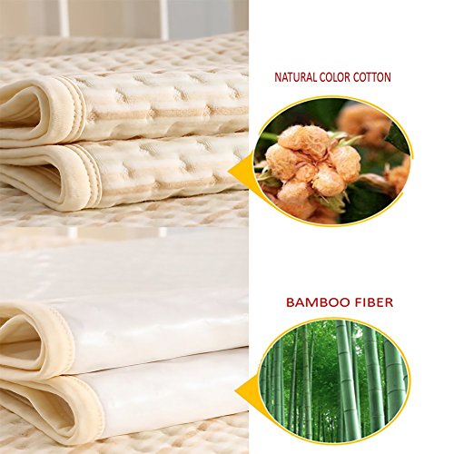 Queen Size Waterproof Mattress Protector Cooling Natural Colored Cotton