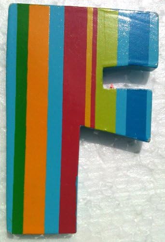 TATIRI Bright Multi-Color Alphabet WOODEN Letter STRIPES & DOTS (2 1/2 Inches Tall) (STRIPED Letter F)