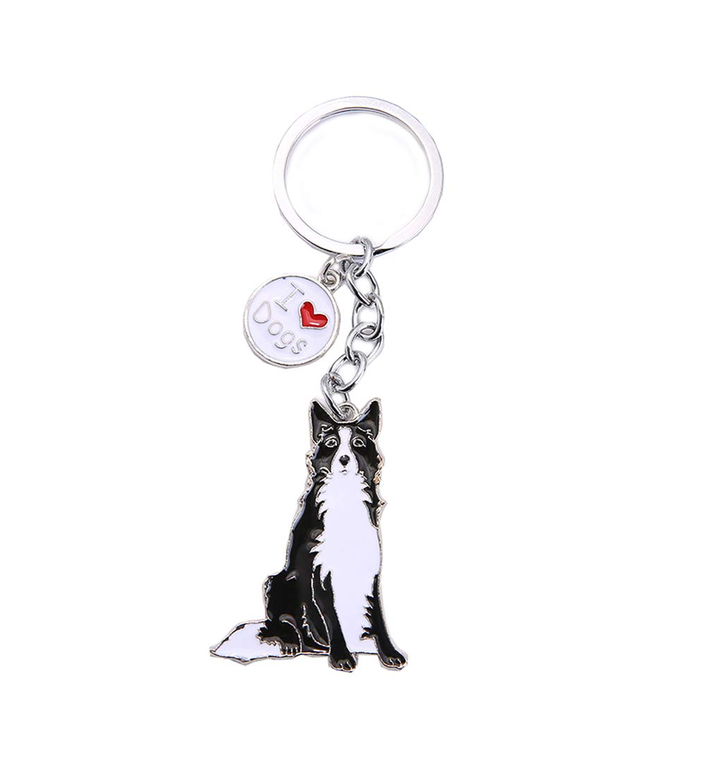 Dog Key-ring Keychain,10cm Cute Metal Dog Keychain Keyring Keyfob Bag Charm Best Birthday (Border Collie)