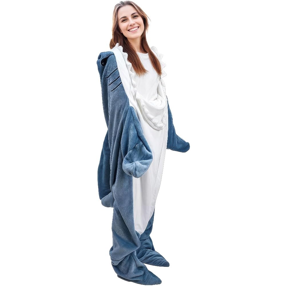 Shark Blanket Adult & Kid, Shark Onesie Kid, Shark Hoodie Pajamas, Shark Costume Kids Halloween Gifts