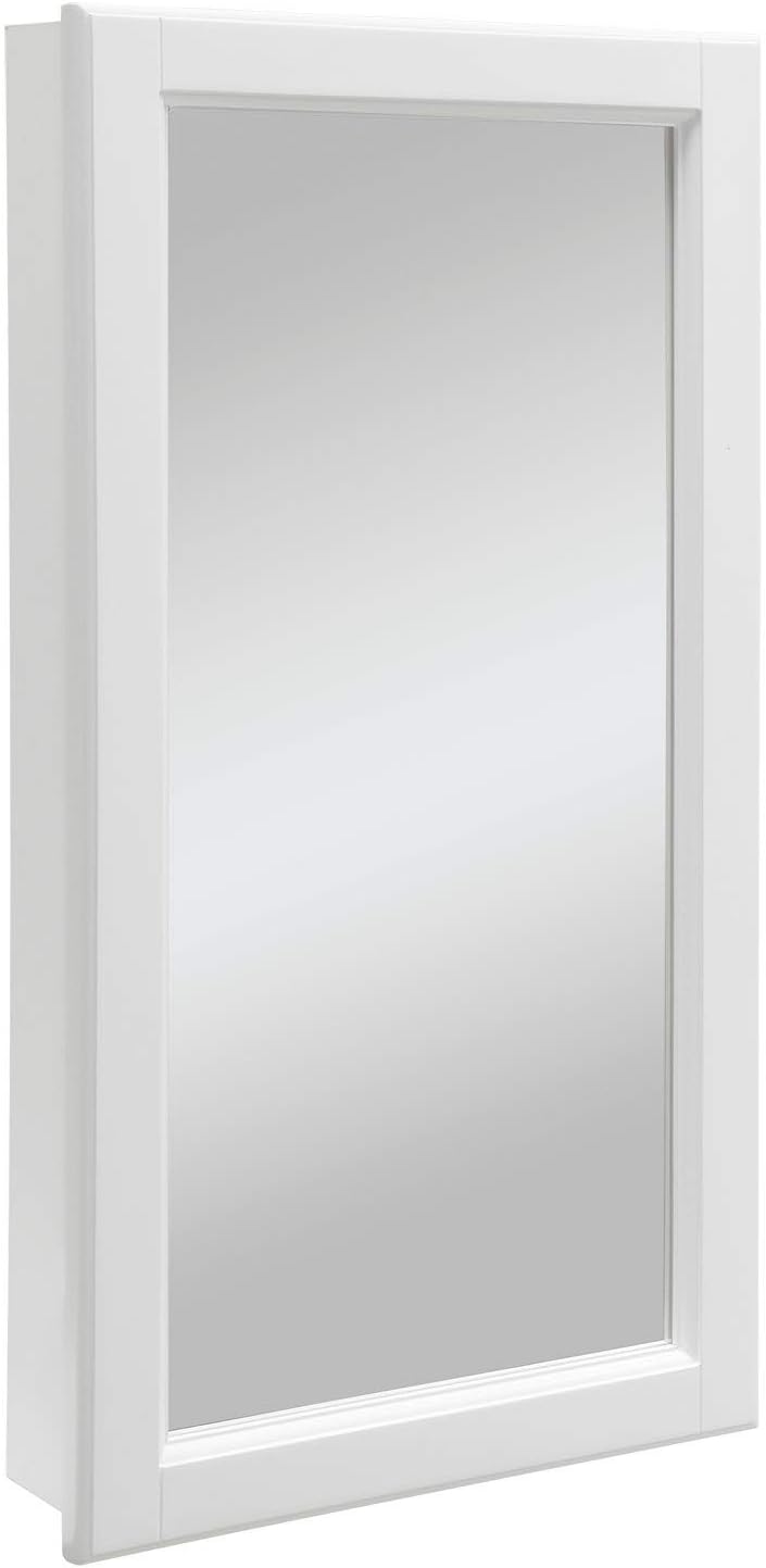Amazon Com Design House 545111 Wyndham White Semi Gloss Medicine Cabinet Mirror With 1 Door And 2 Shelves 16 Inches Wide By 30 Inches Tall By 4 75 Inches Deep Home Improvement