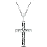 Cali Trove Diamond Cross Pendant Necklace | 1/20 Carat Natural Diamonds in 925 Sterling Silver | Minimal Pendants | Dainty Jewelry for Women | Faith-Inspired Jewelry