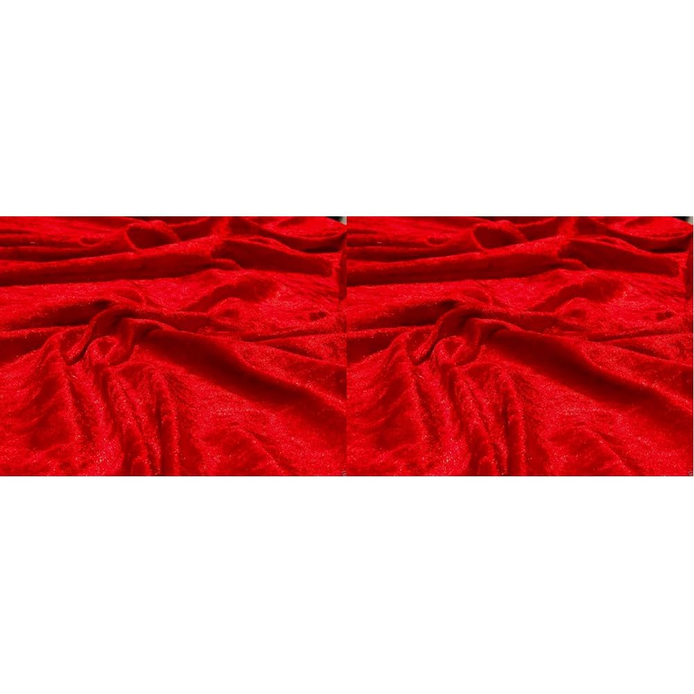 Crushed Velvet Velour Fabric Material - RED, 1Mtr - 150cmx100cm (Pack of 2)