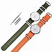 SIMCOLOR Zulu Replacement Watch Bands,2 Pack Nylon Strap with Heavy Duty Brushed Buckle 18mm 20mm 22mm or 24mm(22mm,Orange/Army Green)