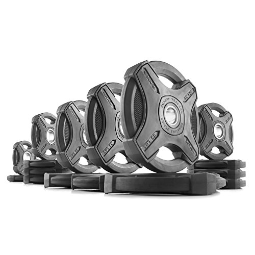 XMark Signature Olympic Plate Weights, 100% Virgin Rubber, Olympic Plate Sets, Olympic Grip Plate, 2-Inch Weight Plates, Rubber Grip Olympic Plate Weights, Weight Sets, 275 lb. Set