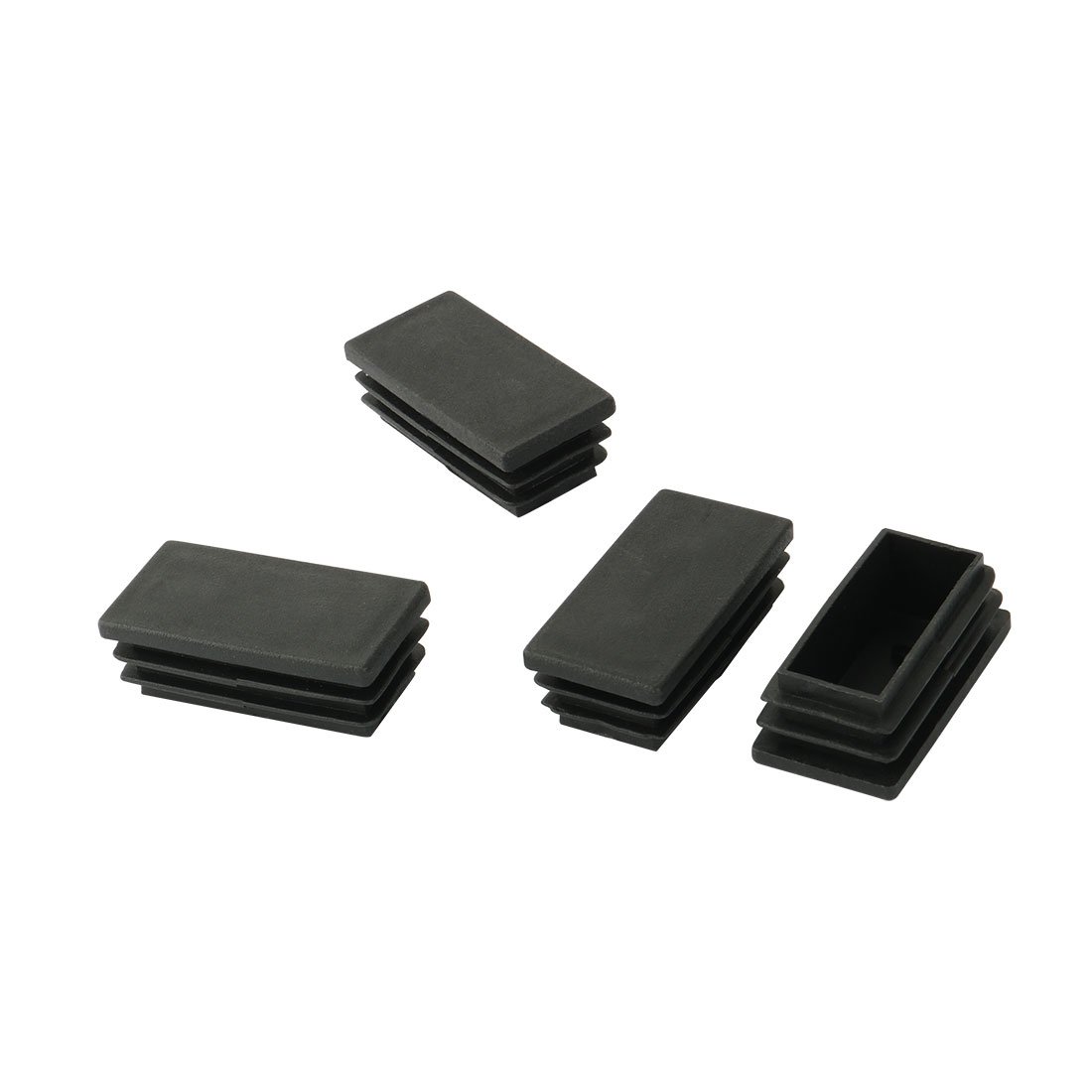 sourcingmap Plastic Rectangle Blanking End Tubing Cap Insert Bung 50mm x 25mm 4 Pcs Black