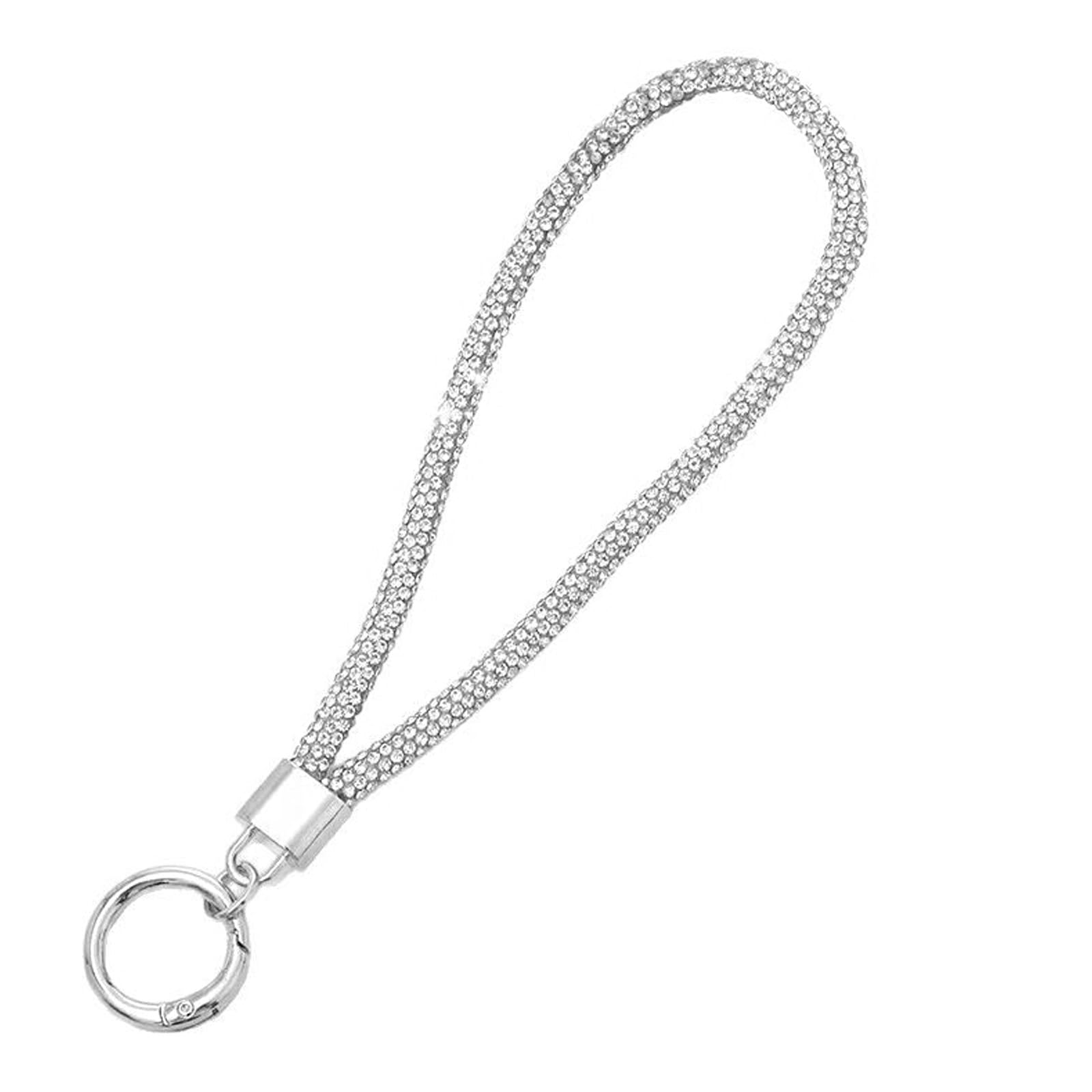 Photo 1 of 1 piece of mobile phone hanging rope, light luxury full diamond keychain pendant, luggage diamond chain DIY pendant, short wrist rope to prevent loss, used for work card holder Lanyards Id Badges