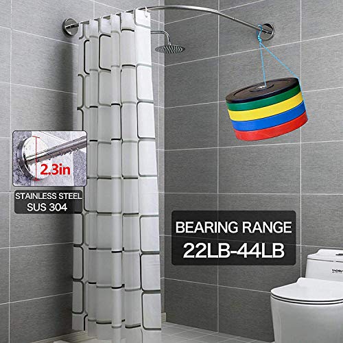 SIKAIQI Curved Curtain Rod,L Shaped - Adjustable 27.55"-39.37"x27.55"-39.37",Never Rust Stainless Steel Corner Shower Curtain Rod