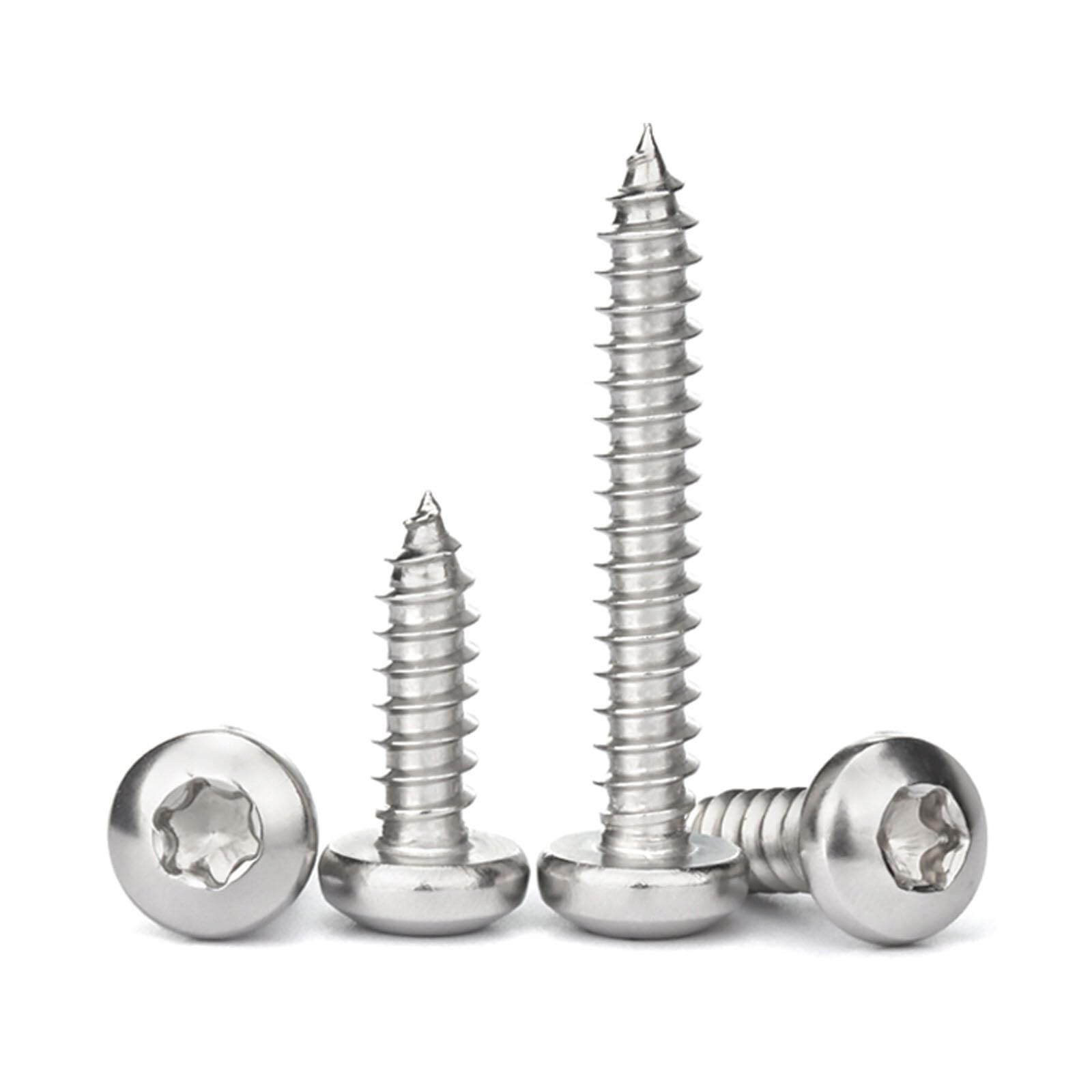 M4 x 12mm Self Tapping Screws, 100 Pcs Torx Pan Head 304 Stainless Steel Screws, Fasteners Bolts for Plastic Wood Furniture and Drywall