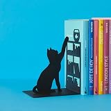 Balvi Fishing Cat Bookend Black Iron Decorative Library Figure 17cm view 2