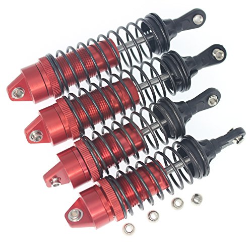 4PCS Hobbypark Aluminum Front & Rear Shock Absorber Assembled Red For 1/10 Traxxas Slash 4x4 4WD Option Parts