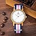 Uwood Women Original Bamboo Wood Watch Nylon Band Fashion Wooden Watch With Multi-Color Striped Band