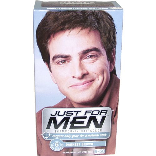 Just for Men Shampoo-In Hair Color, Darkest Brown 50, Packaging May Vary, 1 application, (Packof 3)
