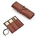 SOSATCHEL PU Leather Rollup Pen Bag Pencil Case Storage Pouch Organizer, Brown