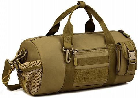 HYOUSANN Bucket Shape Military Molle Travel Duffle Shoulder Bag Brown