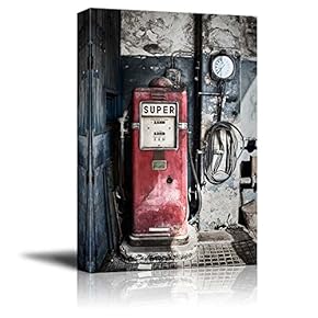 Canvas Prints Wall Art - Old Service Station | Modern Wall Decor/Home Decoration Stretched Gallery Canvas Wrap Giclee Print. Ready to Hang - 12" x 18"