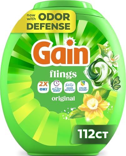 Gain Flings Liquid Washing Detergent Pods, Now with Odor Defense + Color