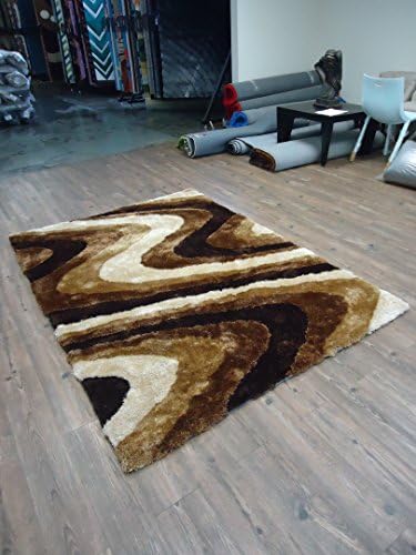 Brown Plush Shaggy Indoor Area Rug, Hand-tufted Measuring at ~4'x5'4" Size 4x6(LVS)112Brown
