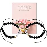 YangQian Black Mother and Son Bracelet Matching Heart Bracelets for Mama Son Birthday Gifts from Mom Mothers Day Gifts for Mom Mommy Mama Sons Bracelet Adjustable Bead Gift Set for 2