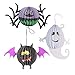 Livingly Light Children's Halloween Decorations Cute Hanging Paper Lanterns Black Purple White Kit, one set of 3 - Bat, Ghost, Spider(Small Size)
