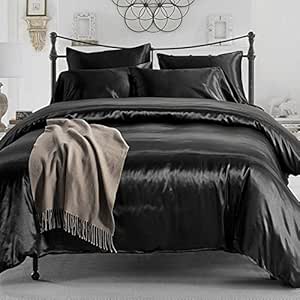 Dightyoho Juego de Funda para Edredón de Seda Satén Nordica para Cama