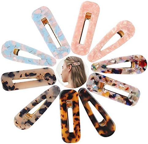 Jesries 10 Pcs Acrylic Resin Hair Clips Fashion Geometric Alligator Hair Barrettes for Women and Ladies Hair Accessories