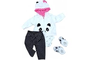 【Panda 4pcs Set 】 Reborn Baby Dolls Clothes 20 inch Outfit Accessories for 17-22 Inch Newborn Baby Doll Girl