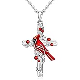Talonior Red Cardinal Necklace for Women Sterling Silver Cardinal Cross Necklace Pendant Memorial Sympathy Cardinal Jewelry Charm Mothers Day Gifts