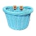 Colorbasket Front Handle Bar Junior Bike Basket, Water Resistant, Leather Straps, Light Blue