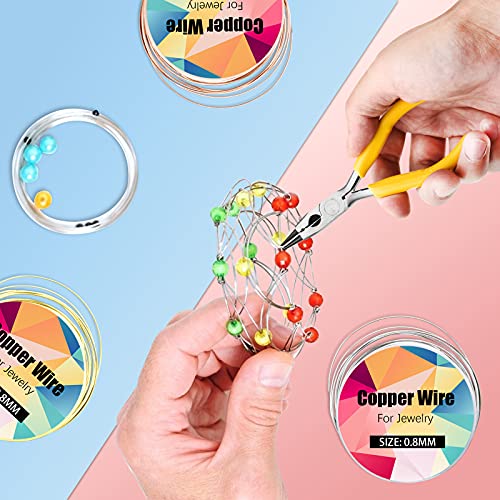 20 Gauge Craft Wire, 3 Rolls 0.8mm Copper Wire 10m Jewellery Wire with Pliers for Jewellery Making (Silver, Gold, Rose Gold)