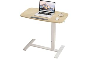Furist Overbed Table Bed Desk Hospital Bedside Table Mobile Adjustable Height Laptop Stand PC Computer Portable Laptop Pneumatic Standing Desk Cart with Tray
